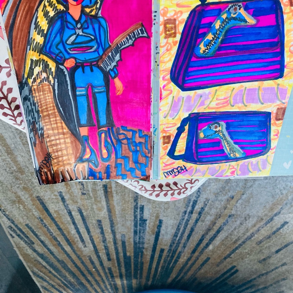 Vibrant Art Illustration with Blue and Pink Accents. Warrior women come together